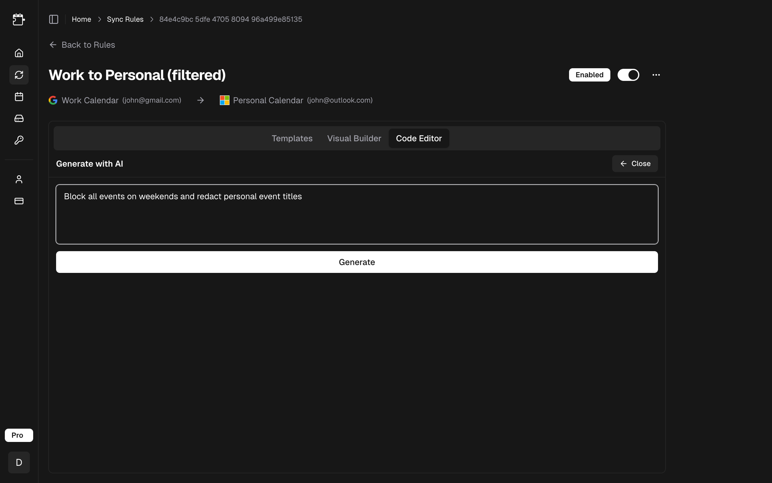 Prompt input field with Generate button