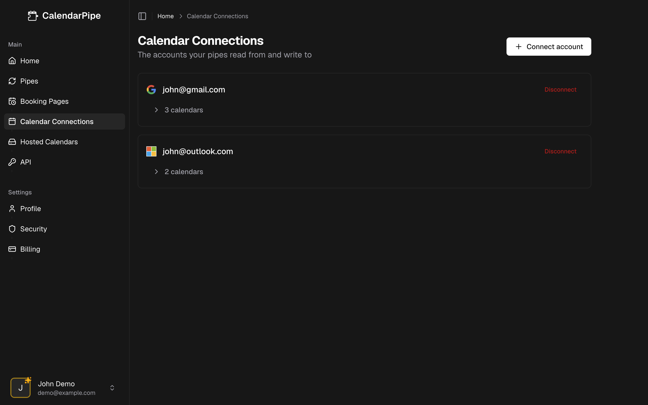 Successful calendar connection
