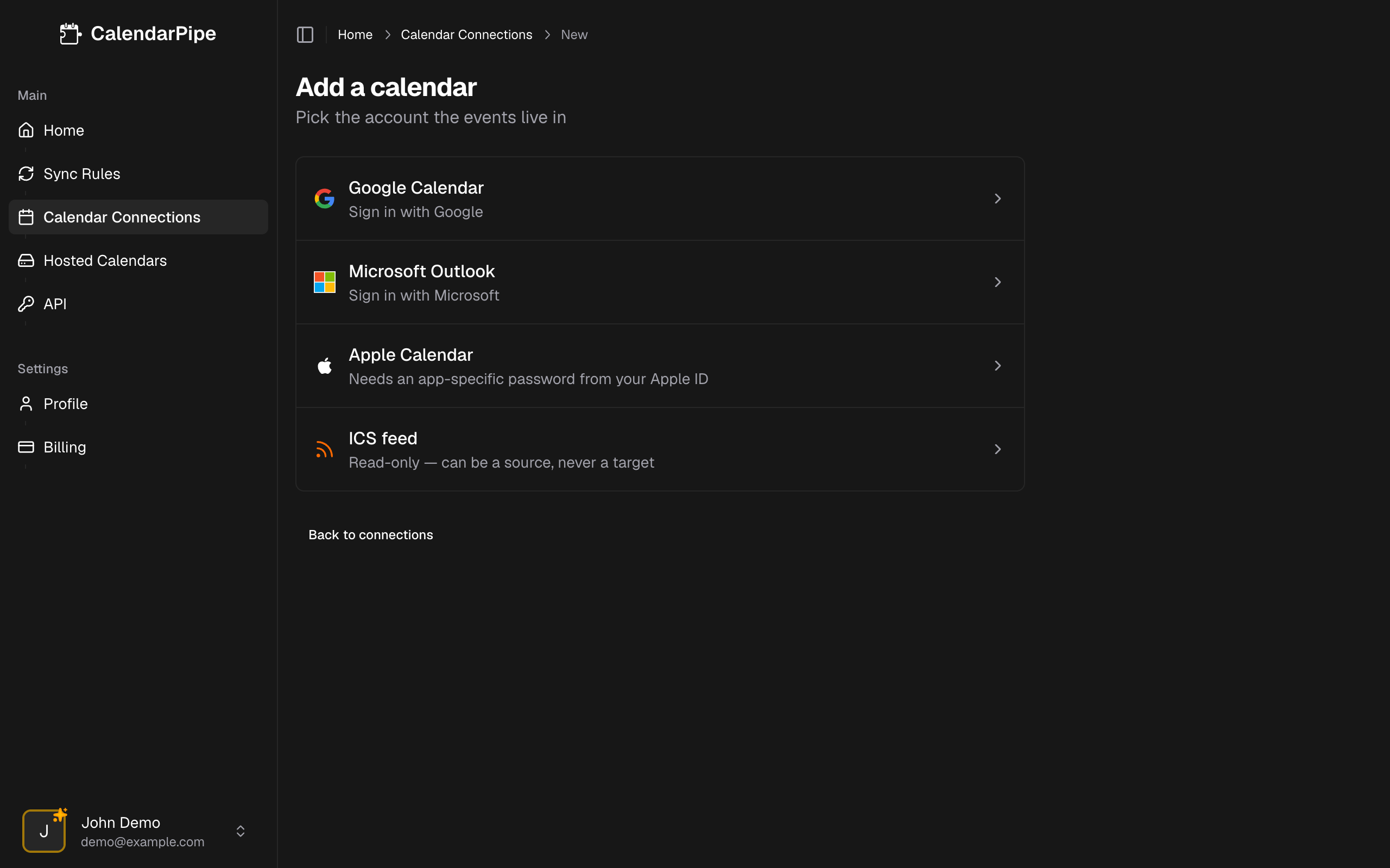Choosing a calendar provider