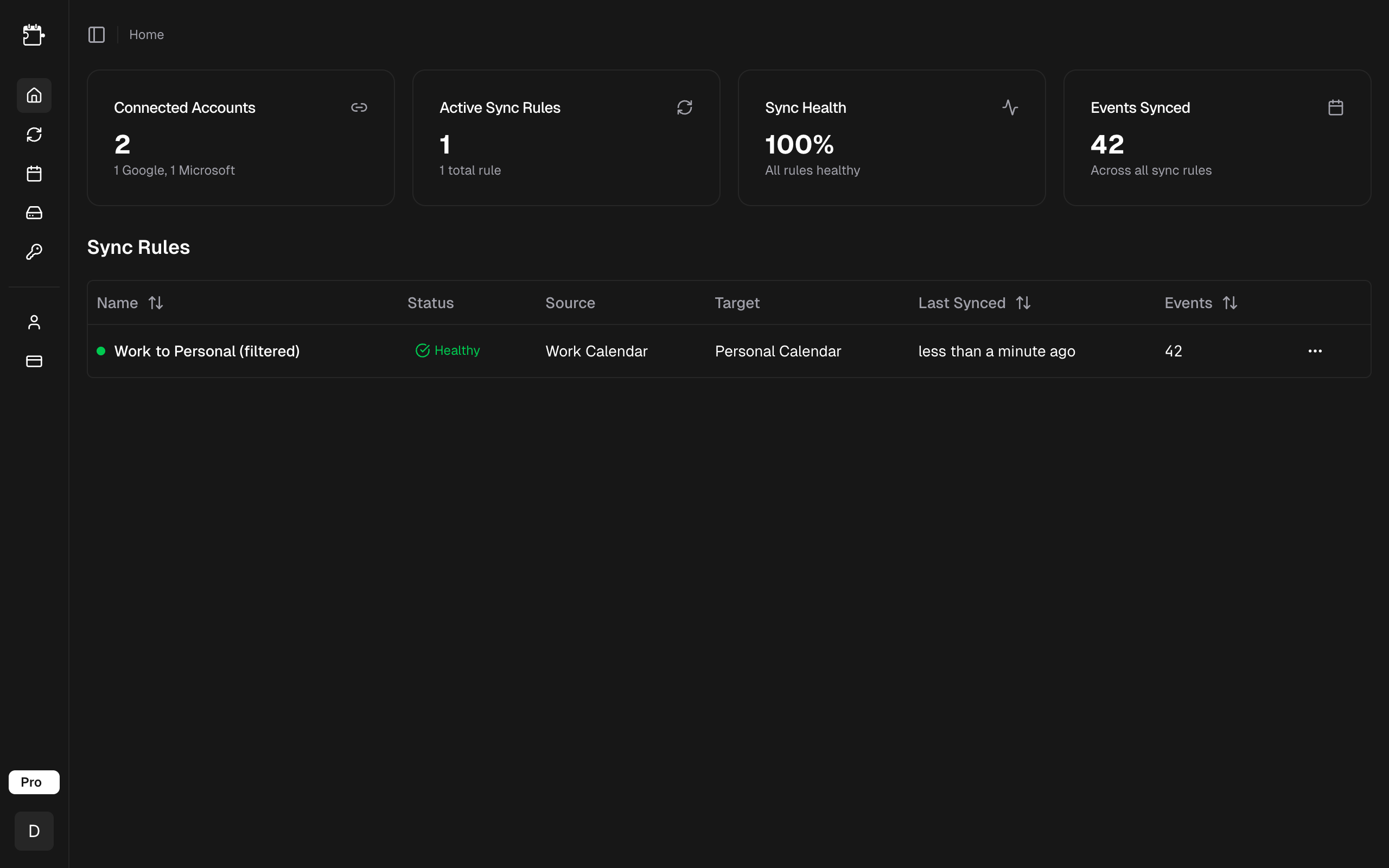 Synced event visible in target calendar